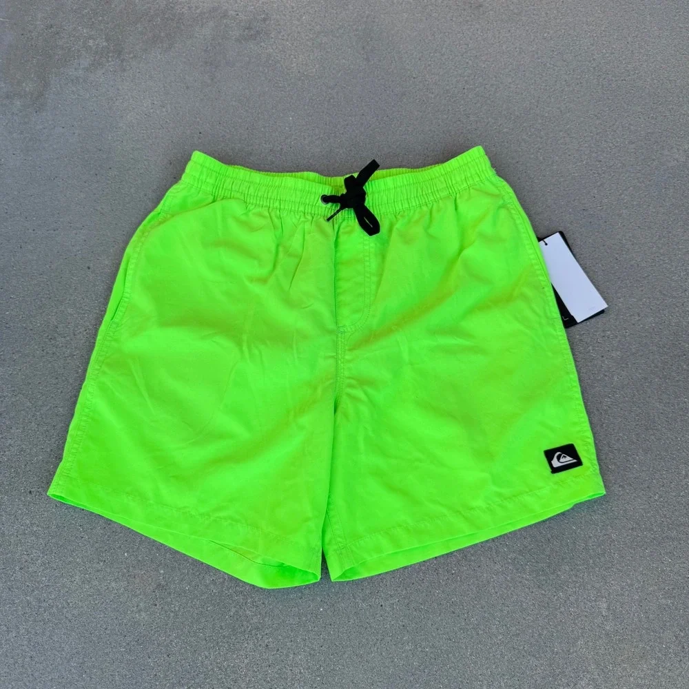 Quiksilver Everyday Volley 17 Neon Lime Green Swim Trunks Mens S EQYJV03532